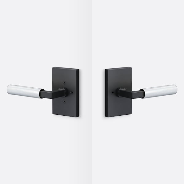 Sure-Loc Hardware Sure-Loc Hardware Levanto Privacy Rosette, Flat Black, Knurled Grip in Polished Chrome LV102 FBL GRIP-KN 26 - main